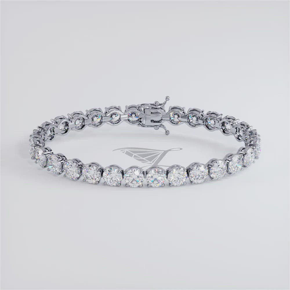 21.00ctw Round Brilliant Diamond Tennis Bracelet set in 14k White Gold