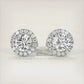1.30 Carat G-SI Pave Halo Diamond Studs Earrings 18k White Gold