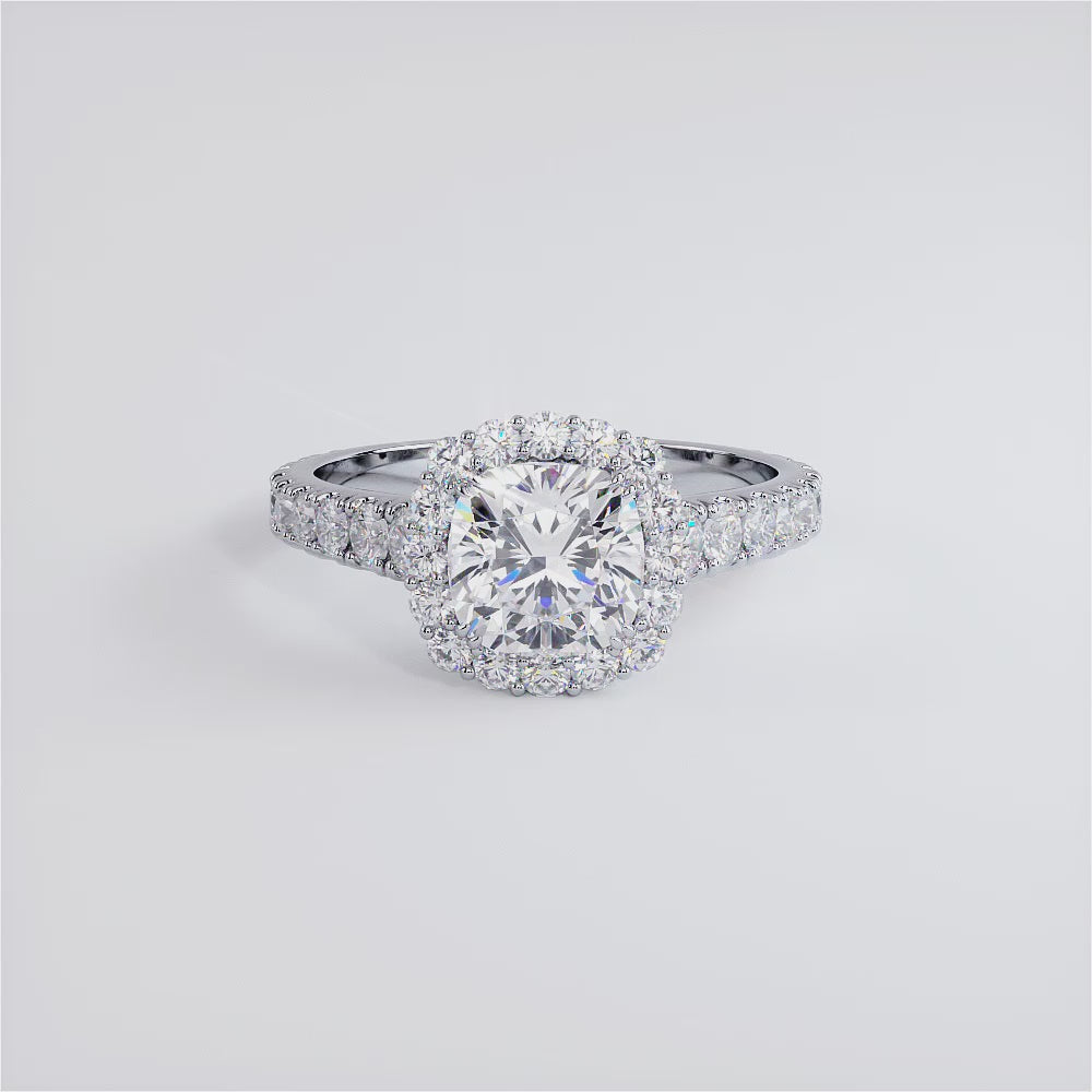1.5 Carat Cushion Cut Micro Prong Set Halo
