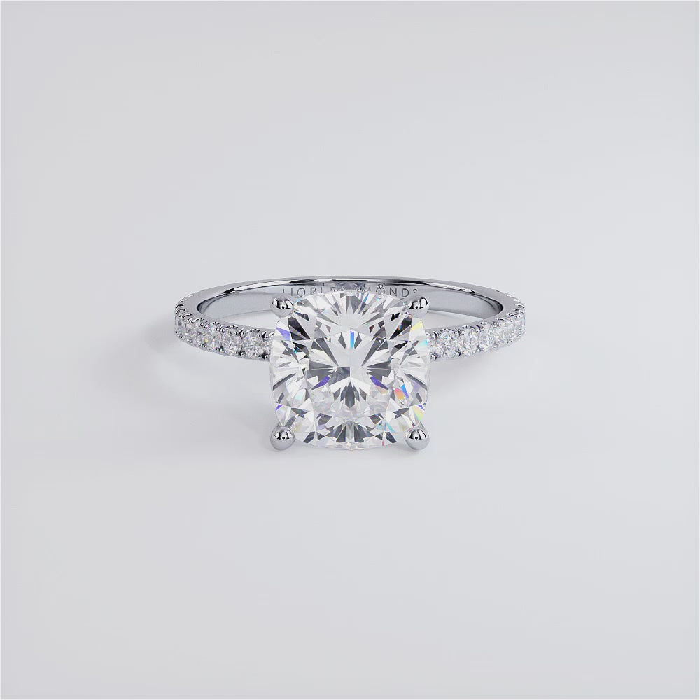 3 Carat Cushion Cut Under Halo Petite Micropavé