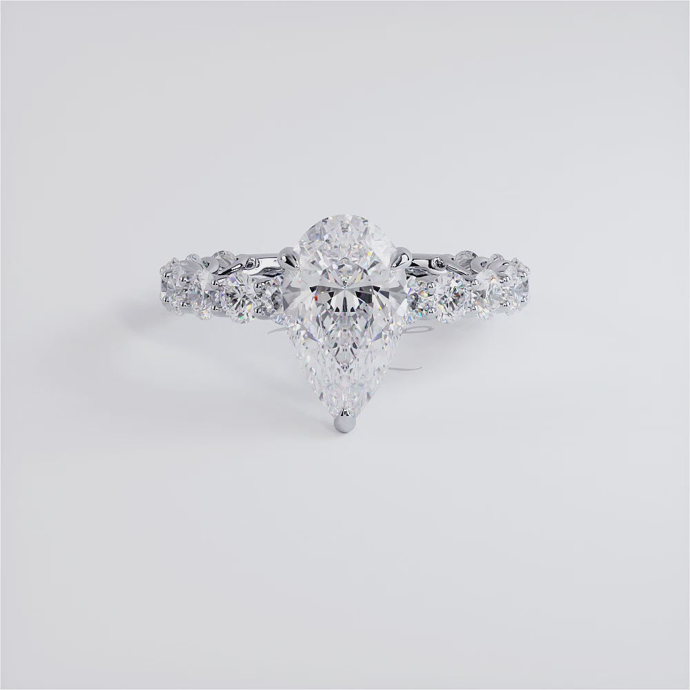 2.5 Carat Pear Shape Under Halo Lucida Setting