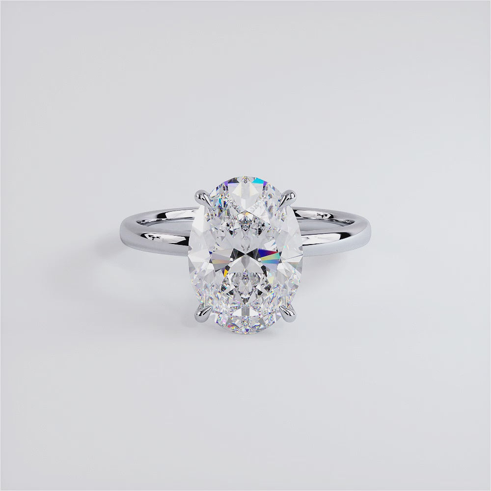 4 Carat Oval Cut Petite Wire Solitaire