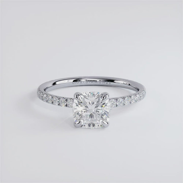 1 Carat Cushion Cut Wire Basket Petite Micropavé