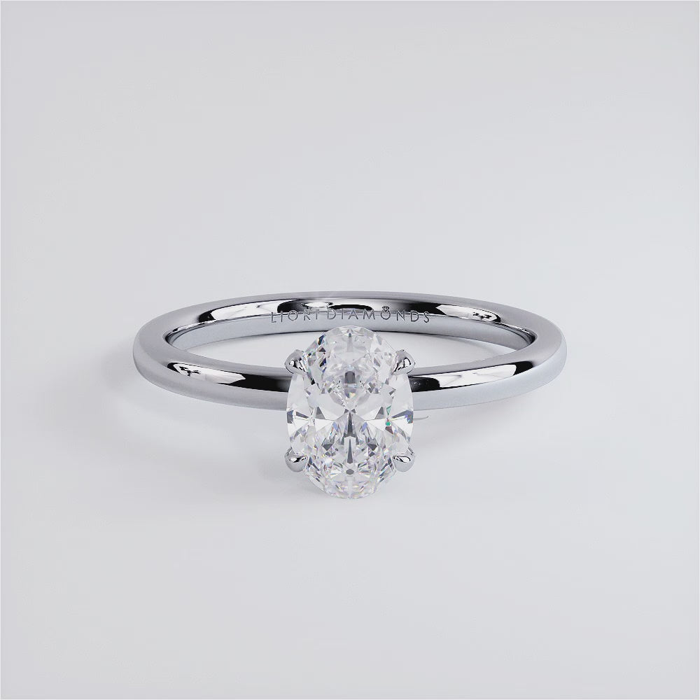 1 Carat Oval Cut Micropavé Wire Basket