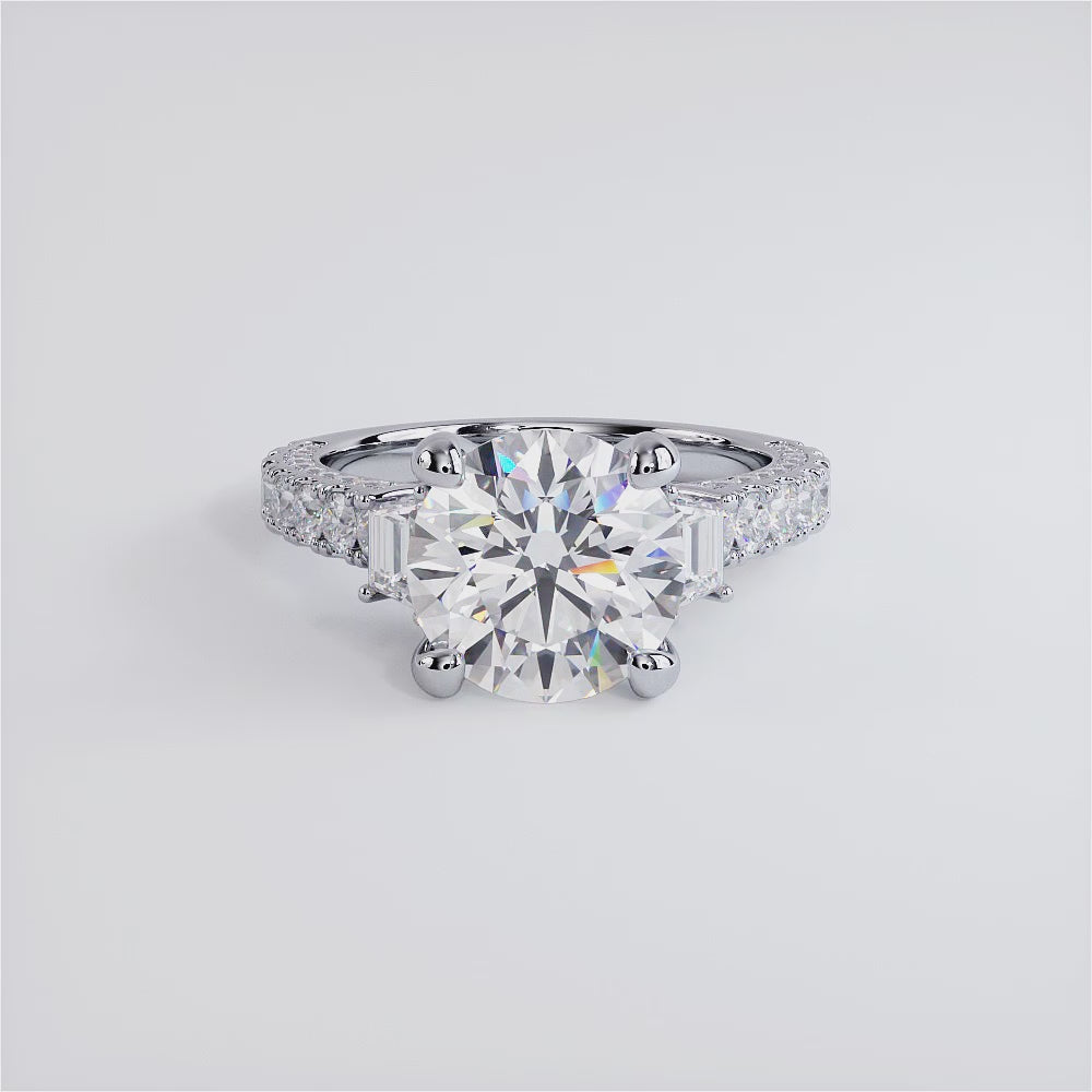 3 Carat Round Brilliant Micropavé Three Stone
