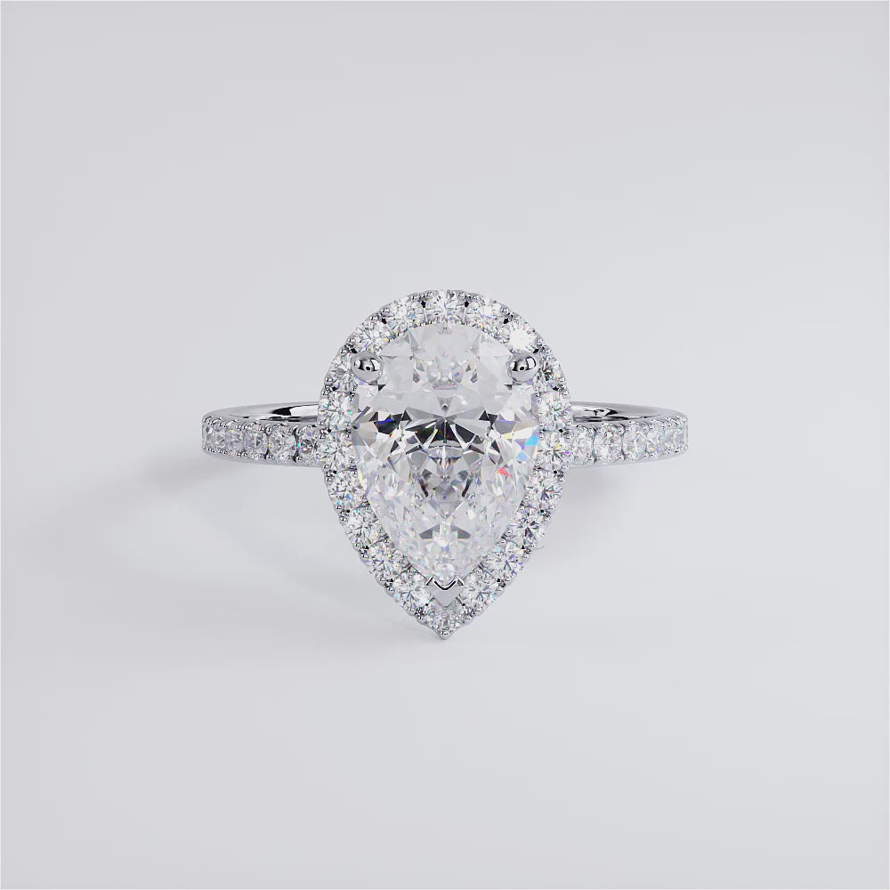 2 Carat Pear Shape Petite Halo Micropavé