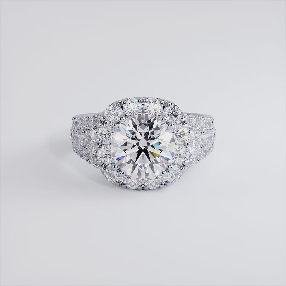 2 Carat Round Brilliant Vintage Style Large Halo
