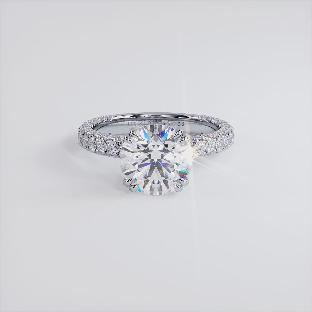 2 Carat Round Brilliant 3D Micropavé Shank