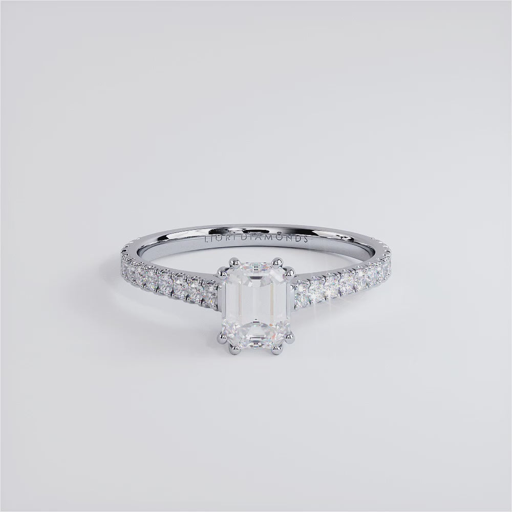 1 Carat Emerald Cut Petite Micro Prong Set
