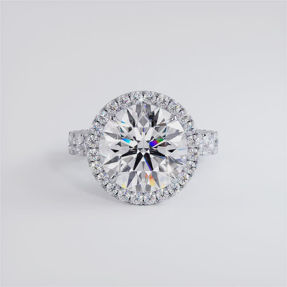 7 Carat Round Brilliant Micropavé U Shape Halo Setting