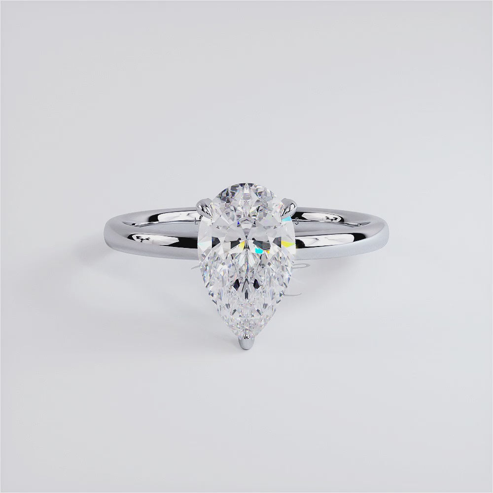 2 Carat Pear Shape Micropavé Wire Basket