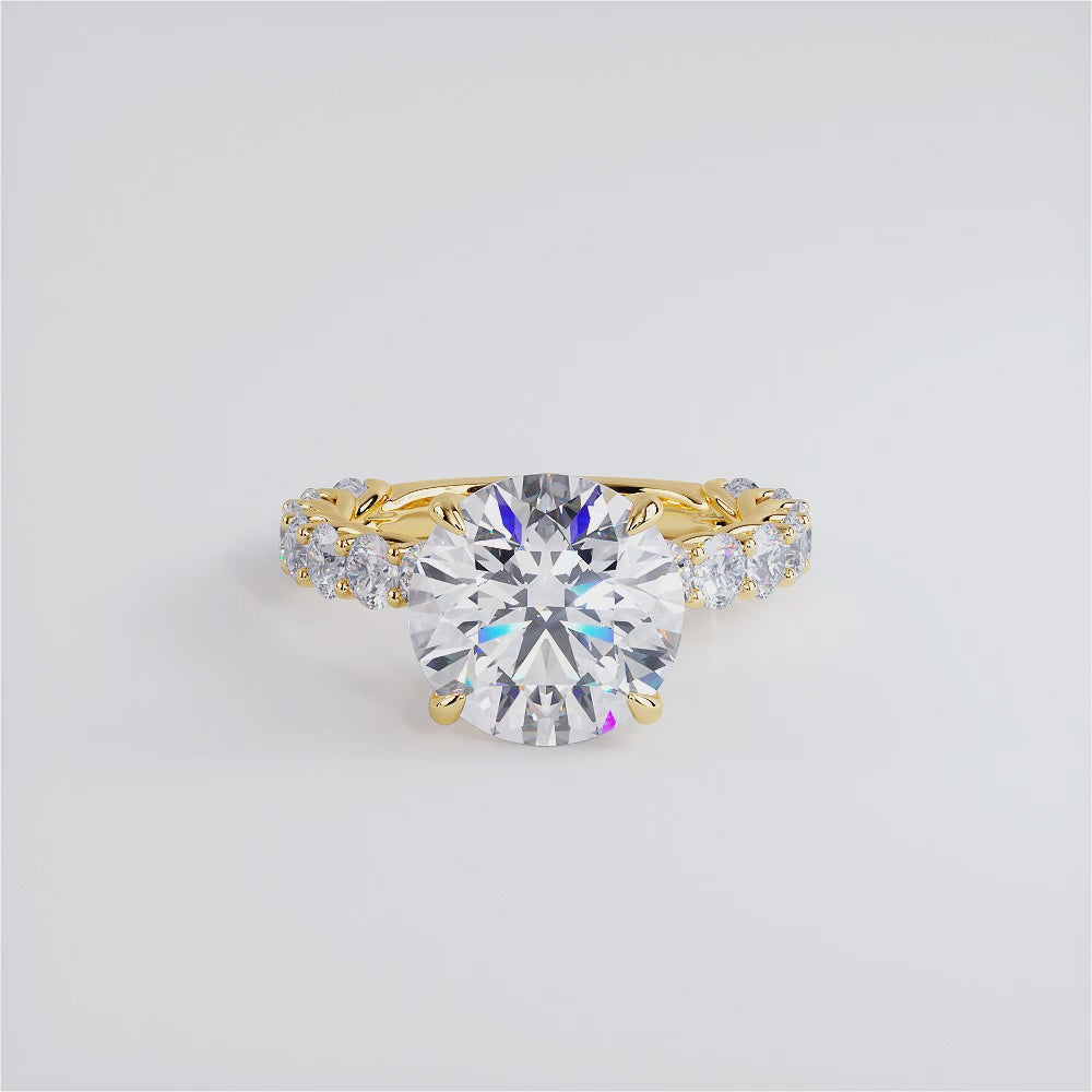 4.51ctw GIA Certified Round Brilliant Lucida set Lab Grown Diamond Engagement Ring set in 14k Yellow Gold