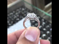 ER-0259 - 1.88 Carat F-SI3 Natural Round Diamond Engagement Ring 18k White Gold Pave Halo
