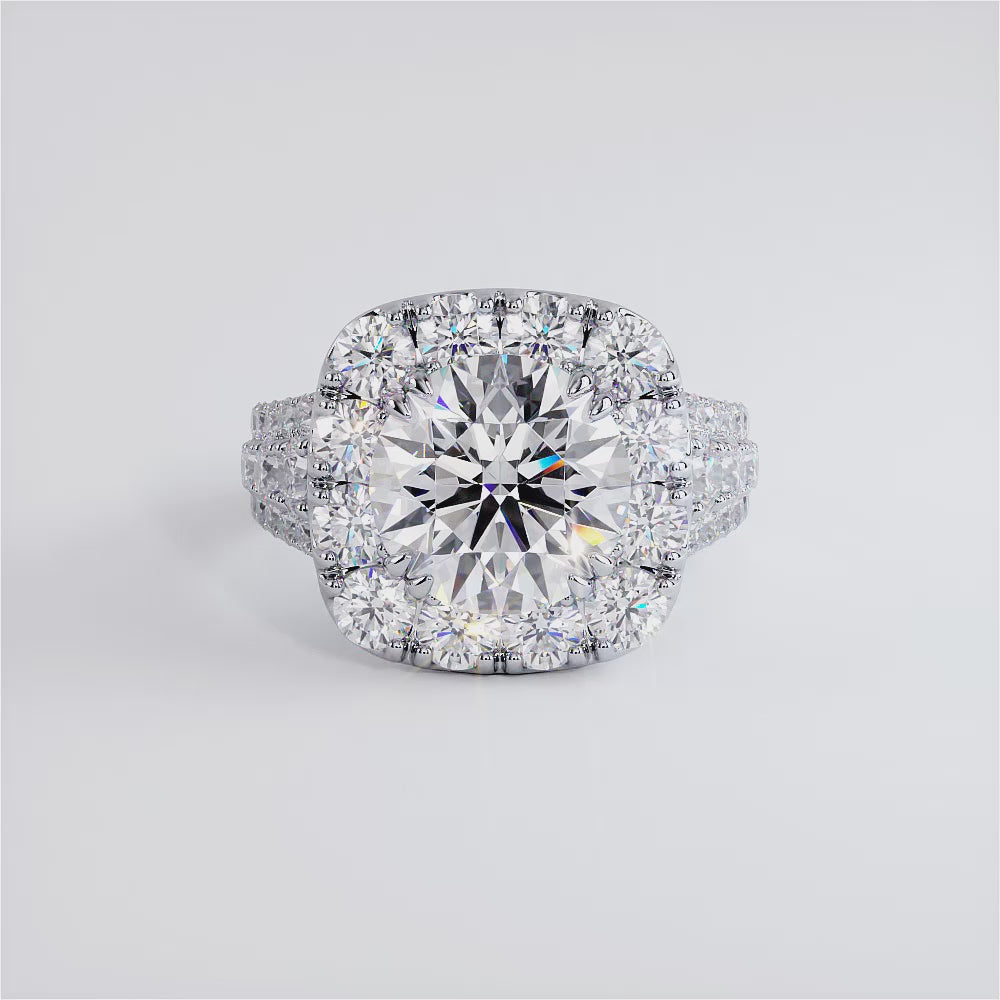 3 Carat Round Brilliant Vintage Style Large Halo