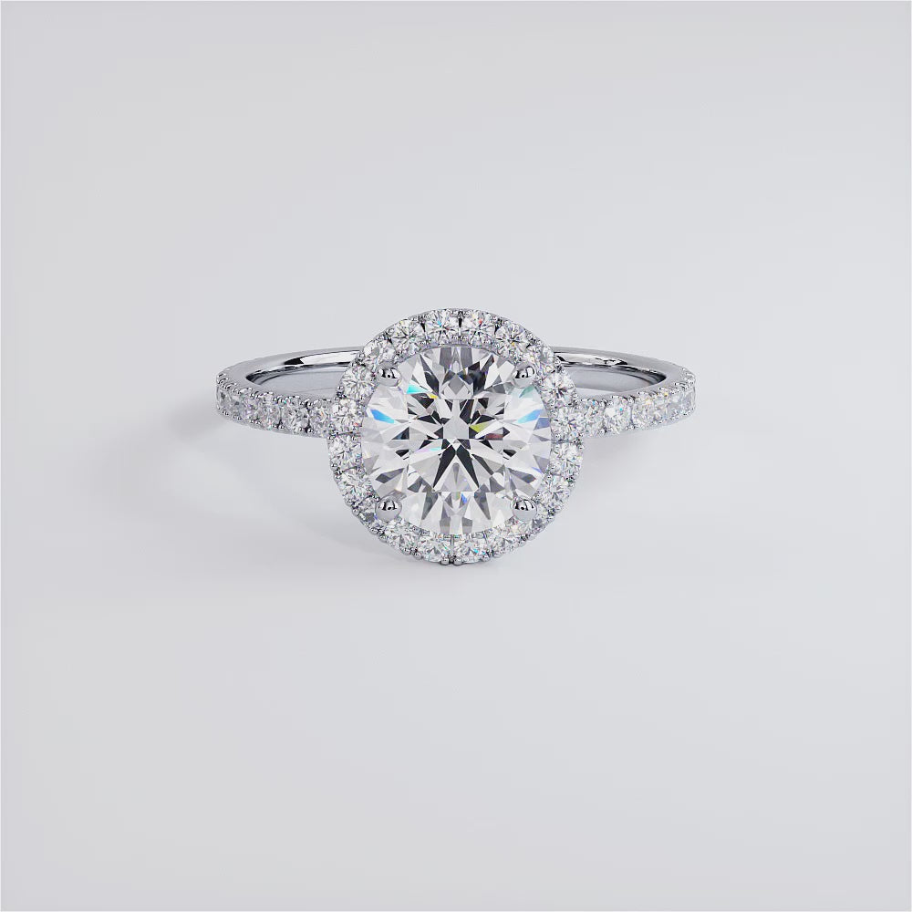 1.5 Carat Round Brilliant Petite Micropavé Band Halo