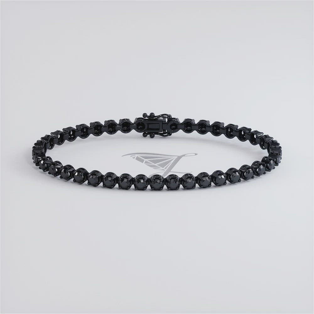 4.00ctw Round Brilliant Buttercup Black Diamond Tennis Bracelet set in 14k Black Gold