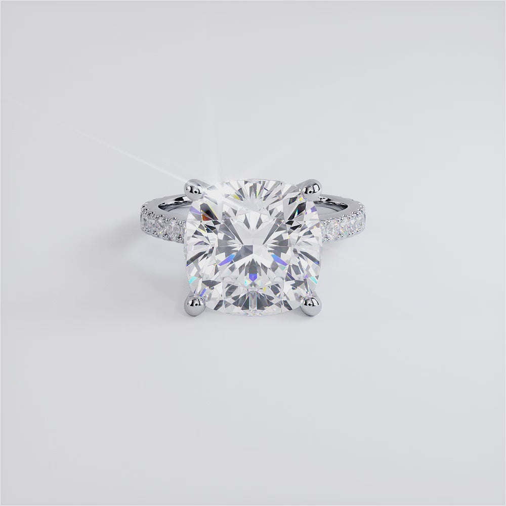 6 Carat Cushion Cut Petite Micro Prong Set