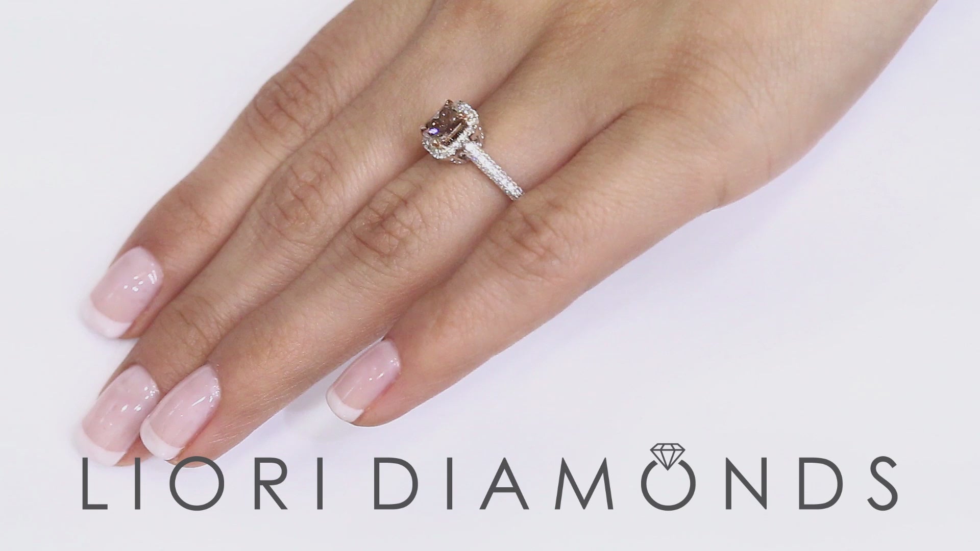 1.48 Carat Fancy Cognac Brown Radiant Cut Diamond Engagement Ring 18k Pave Halo