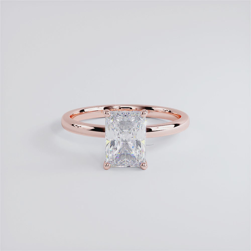 1.5 Carat Radiant Cut Petite Wire Basket Solitaire