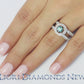 1.16 Carat Fancy Blue Diamond Engagement Ring 14k White Gold Pave Halo