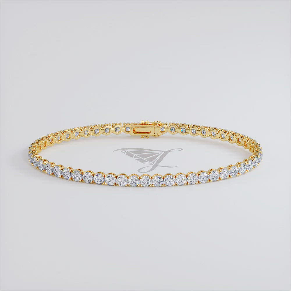 5.50ctw Round Brilliant Diamond Tennis Bracelet set in 14k Yellow Gold