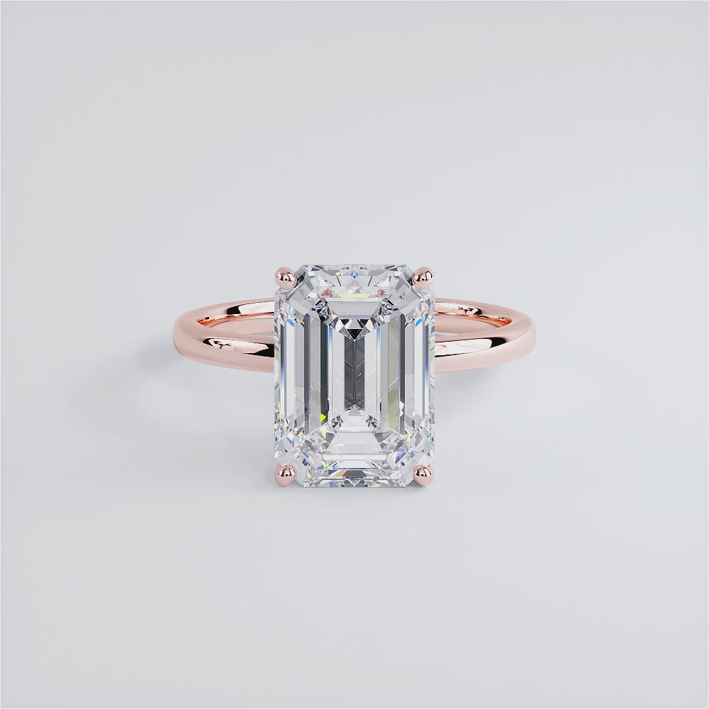 4 Carat Emerald Cut Petite Wire Basket Solitaire