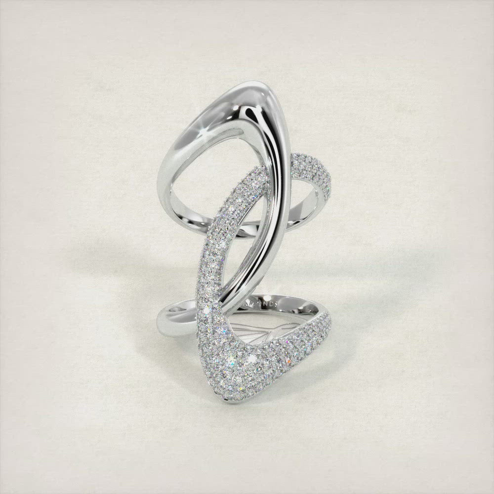 1.55ctw Diamond Cocktail Fashion Ring 14k White Gold