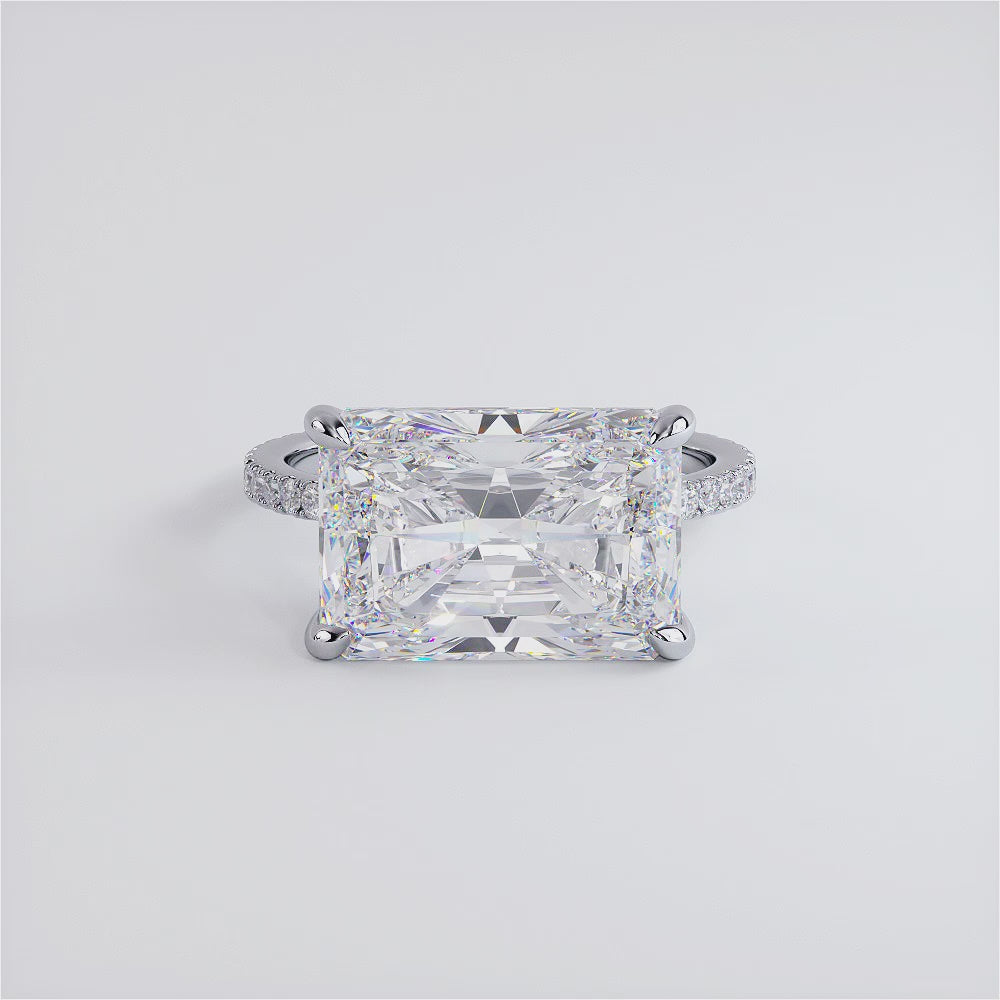 5 Carat Radiant Cut East to West Petite Micropavé