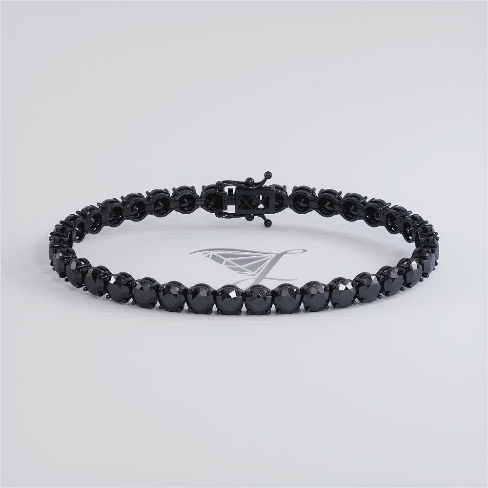 15.00ctw Round Brilliant Black Diamond Tennis Bracelet set in 14k Black Gold