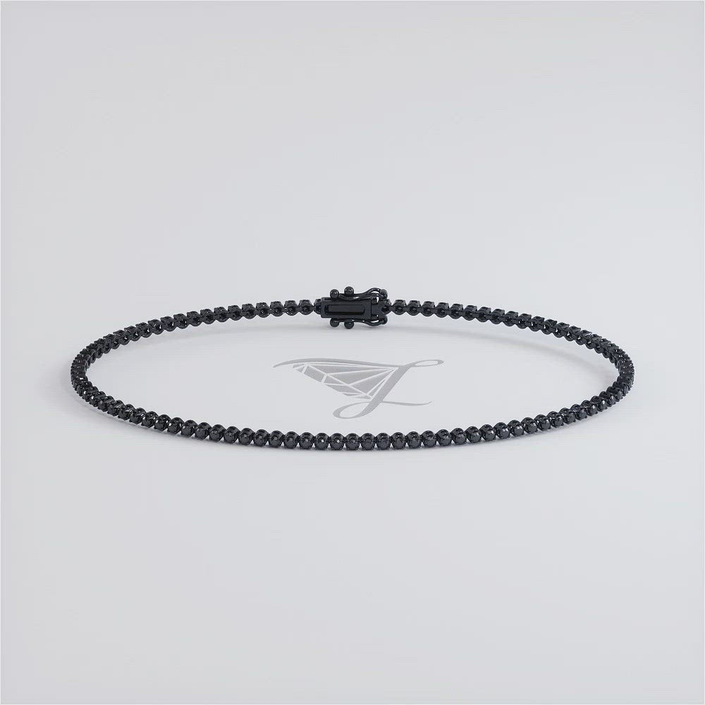 1.00ctw Round Brilliant Buttercup Black Diamond Tennis Bracelet set in 14k Black Gold