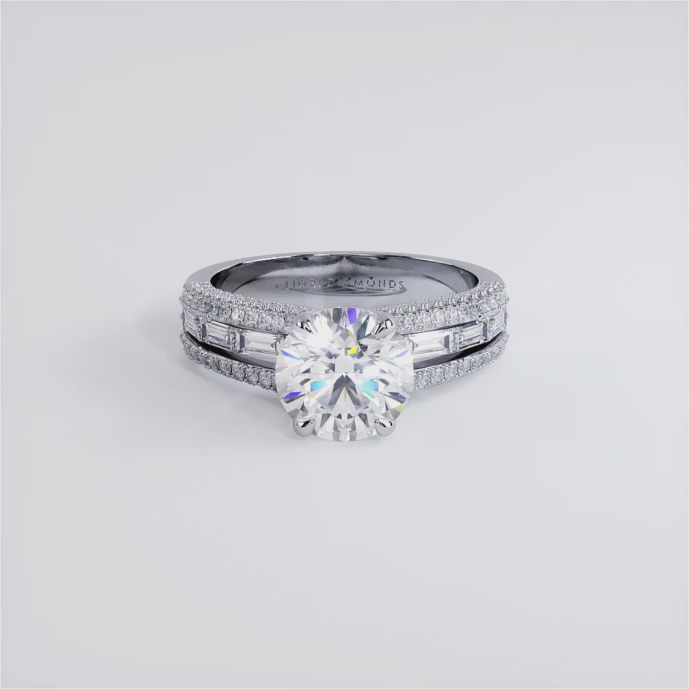 2 Carat Round Brilliant Micropavé Baguettes