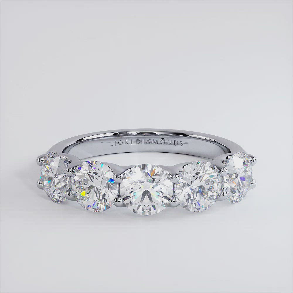 2.00ctw 5 Stone Diamond Wedding Band Anniversary Ring Set in 14k White Gold