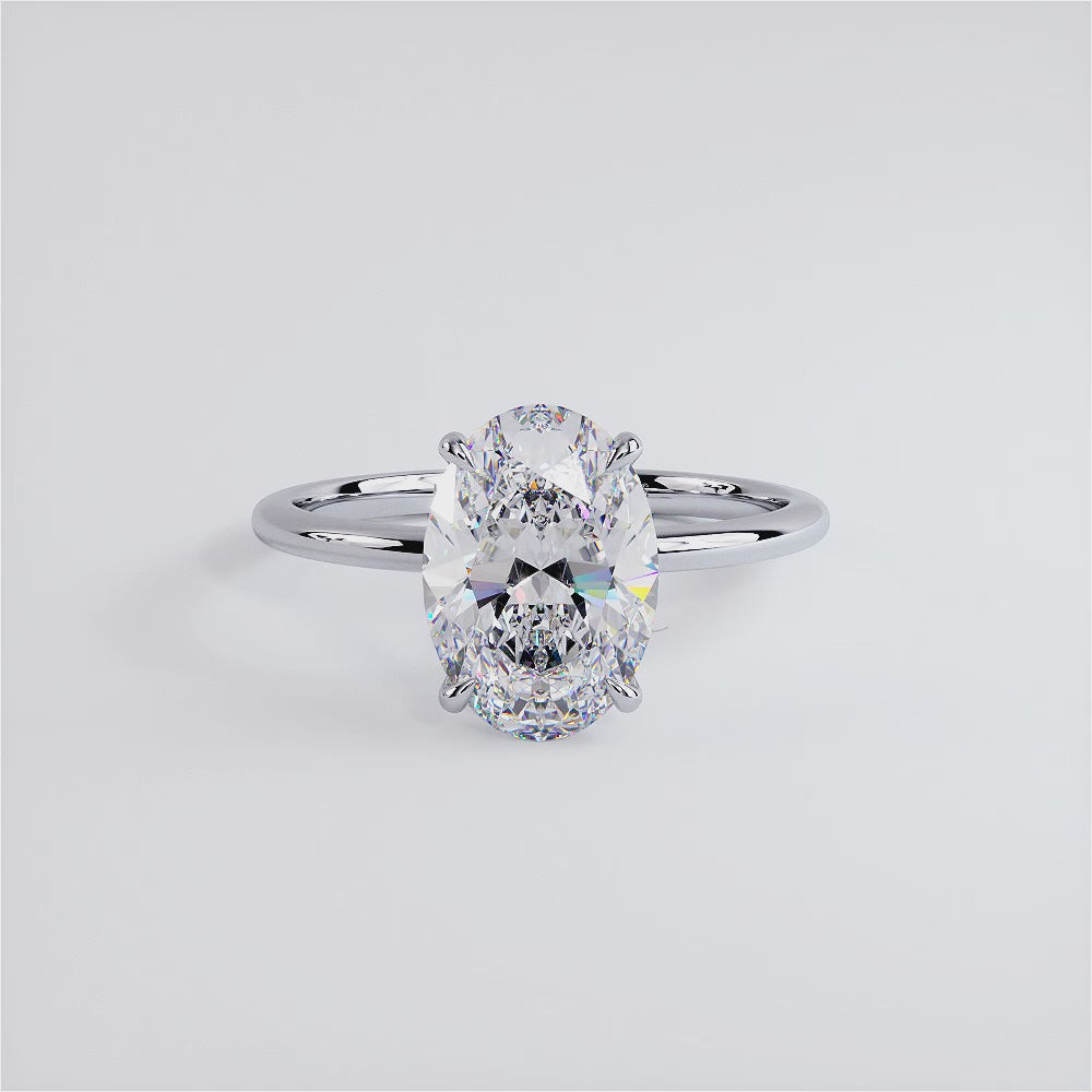3 Carat Oval Cut Petite Wire Basket Solitaire