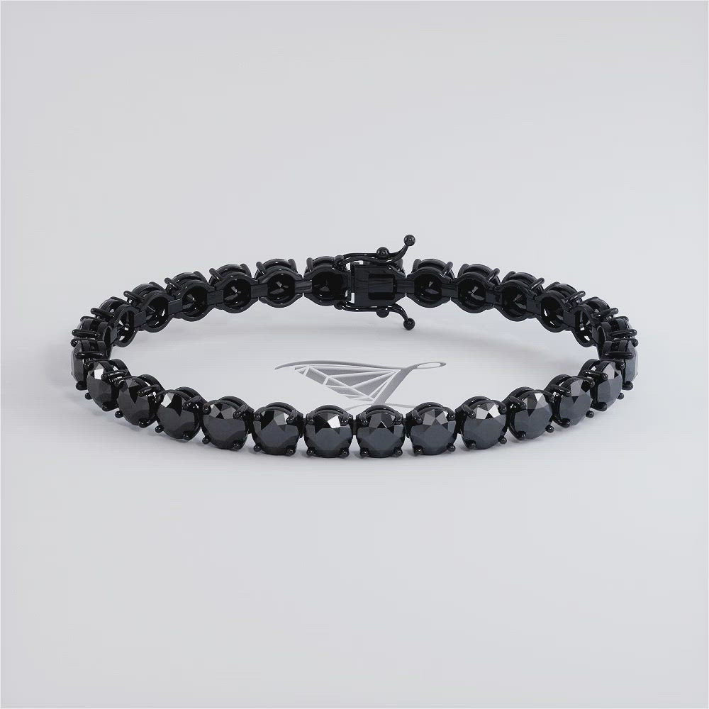 21.00ctw Round Brilliant Black Diamond Tennis Bracelet set in 14k Black Gold