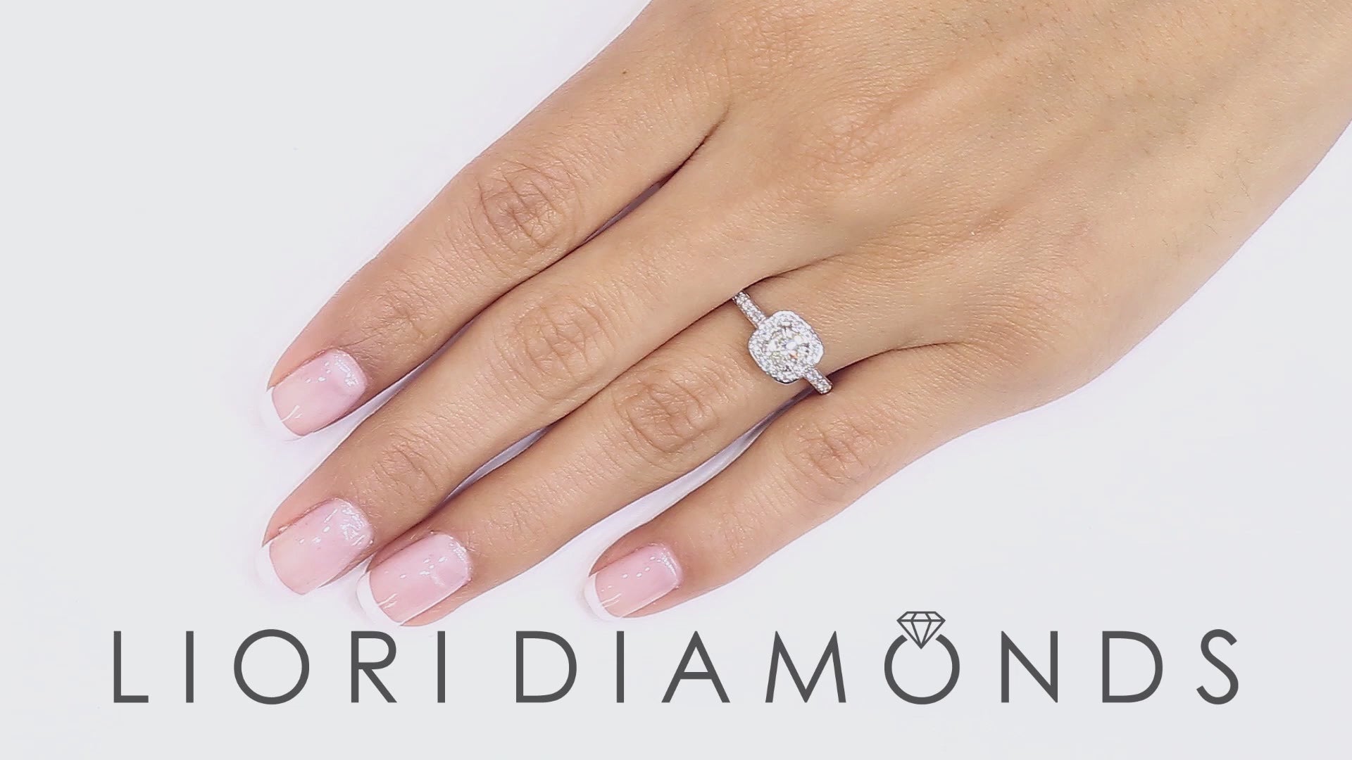 0.92 Carat H-VS2 Natural Round Diamond Engagement Ring 14k White Gold Pave Halo