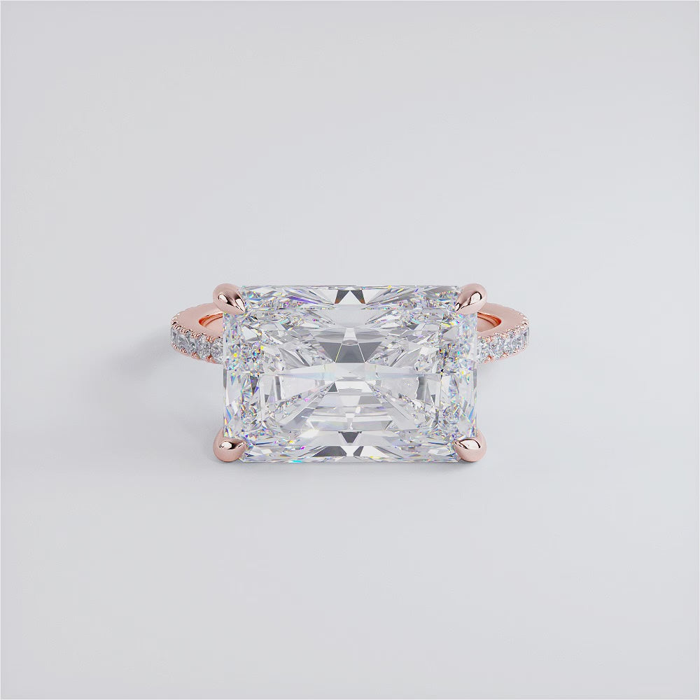 5 Carat Radiant Cut East to West Petite Micropavé