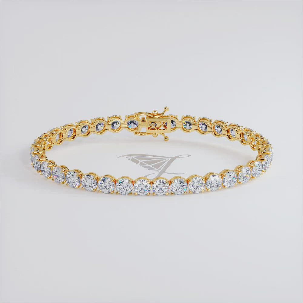 15.00ctw Round Brilliant Diamond Tennis Bracelet set in 14k Yellow Gold