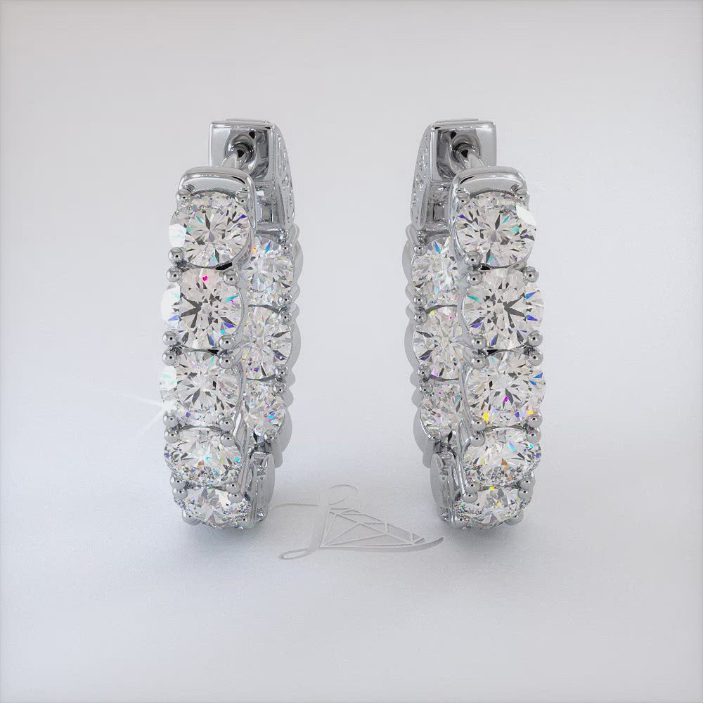 6.40ctw F-SI Ladies Huggie Hoop Earrings 14k White Gold