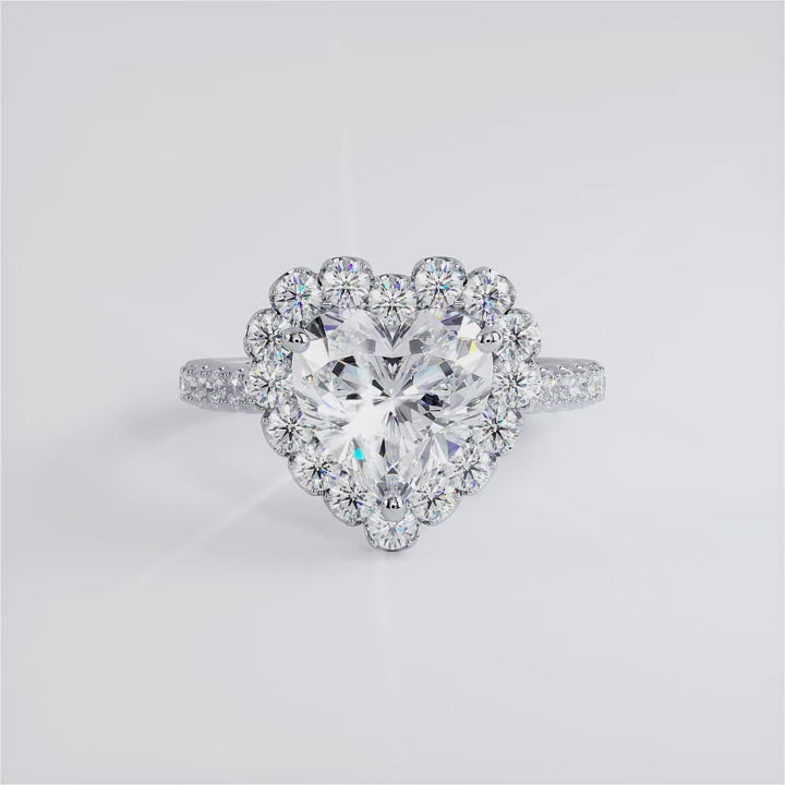 2 Carat Heart Shape Beaded Prong Halo