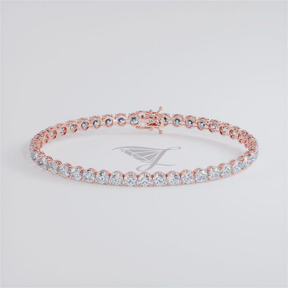 10.50ctw Round Brilliant Diamond Tennis Bracelet set in 14k Rose Gold