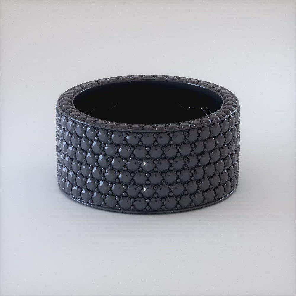 9.05 Carat Unisex Black Diamond Wedding Ring Eternity Band 14k Black Gold