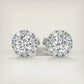 1.20 Carat F-SI Pave Halo Diamond Studs Earrings 18k White Gold