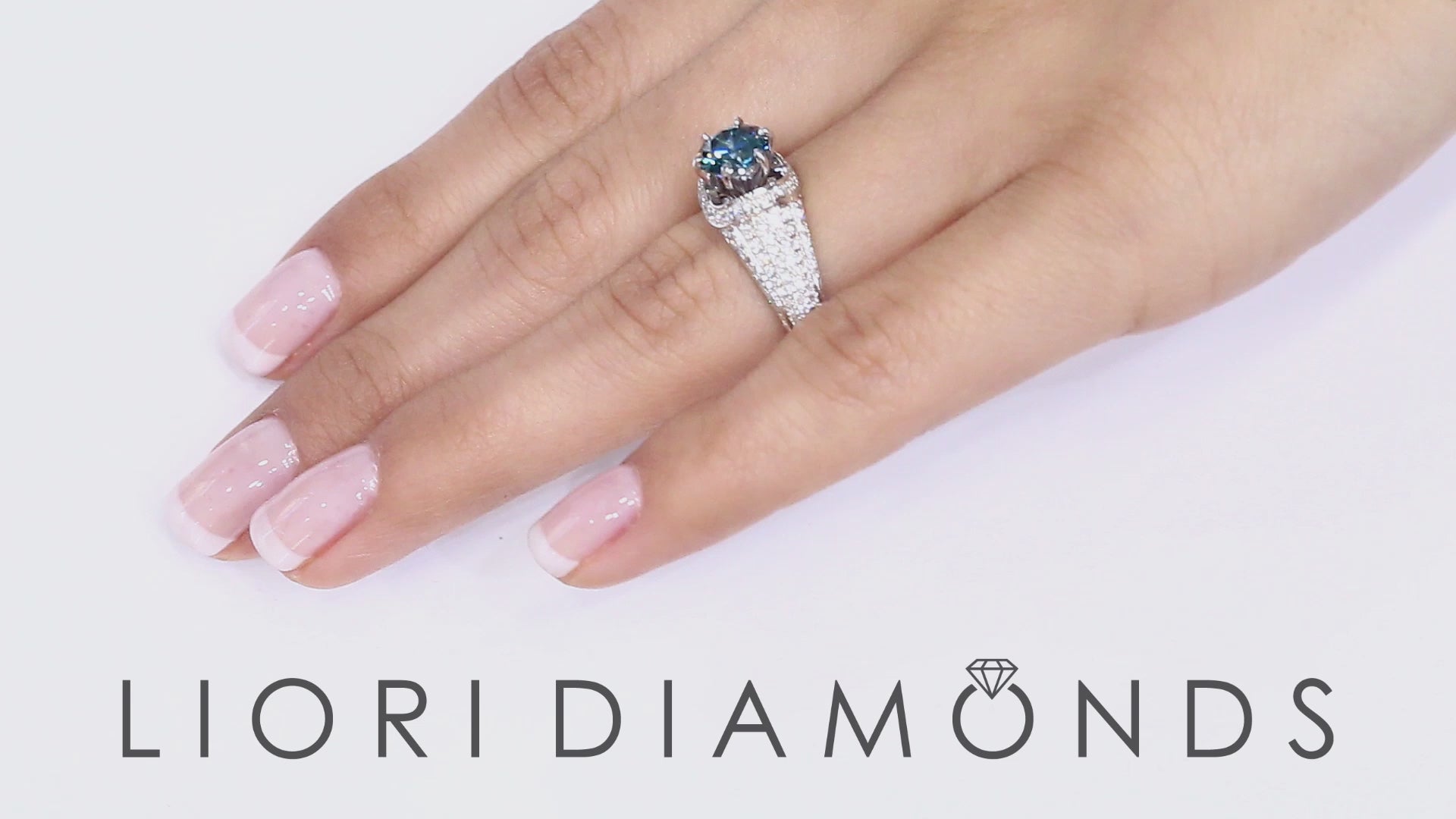 2.28 Carat Certified Fancy Blue Round Diamond Engagement Ring 18k White Gold