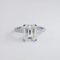 4.65ctw GIA Certified F-VS1 Emerald Petite Micro Prong Set Lab Grown Diamond Engagement Ring set in 18k White Gold
