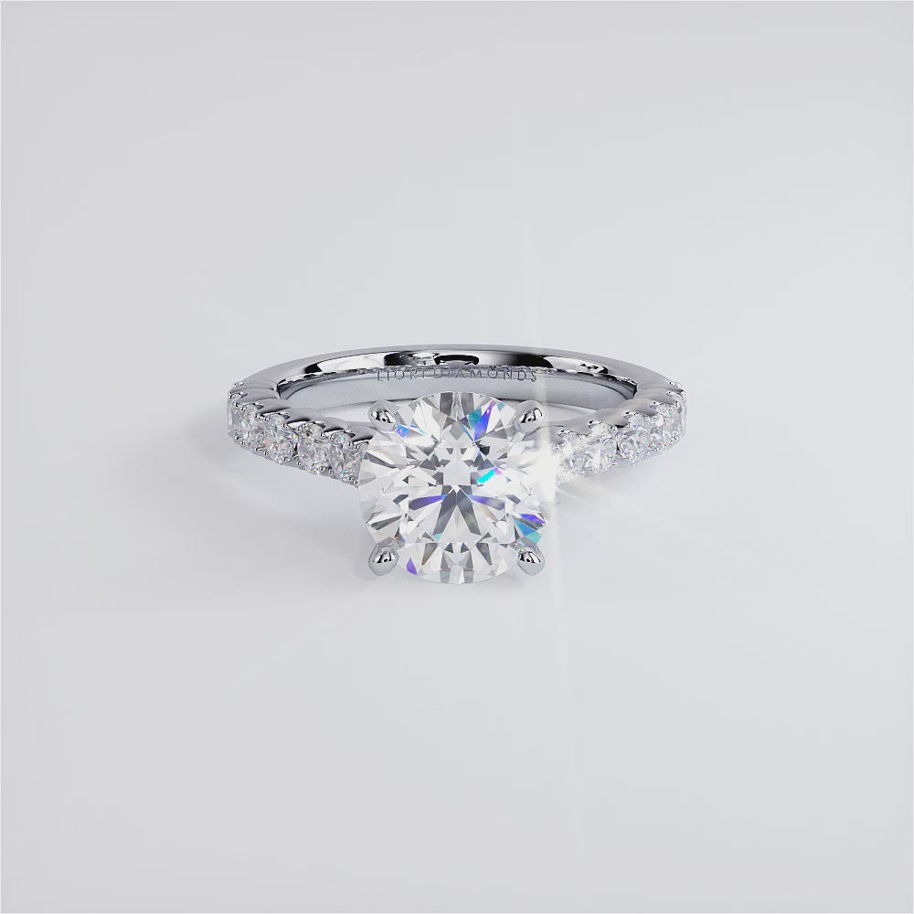 2 Carat Round Brilliant Beaded Prong Band