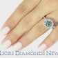 1.59 Carat Fancy Blue Diamond Engagement Ring 14k Gold Pave Halo Vintage Style