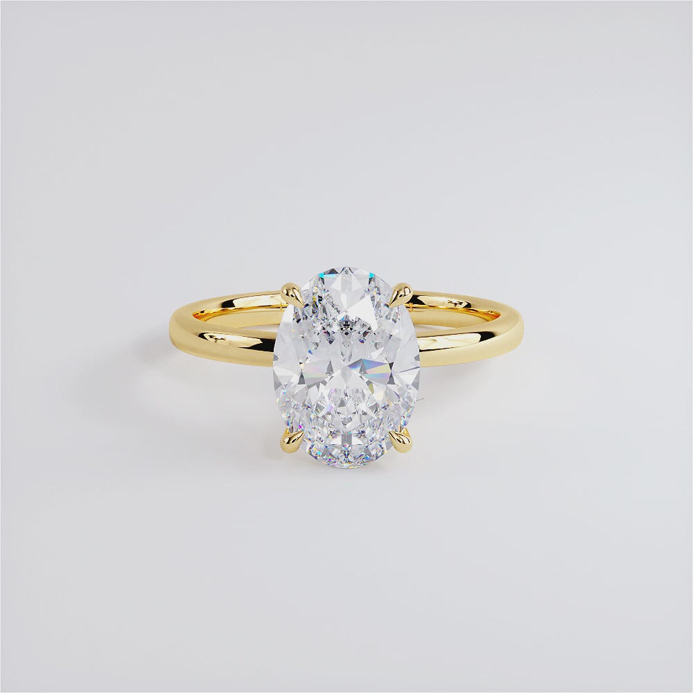 3 Carat Oval Cut Petite Wire Solitaire