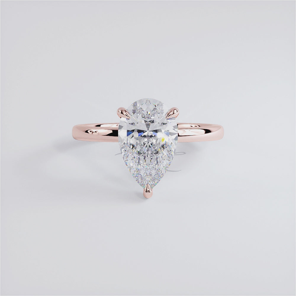 2 Carat Pear Shape Petite Wire Basket Solitaire