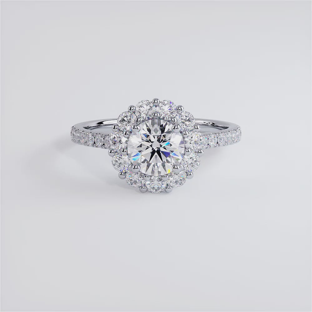 1 Carat Round Brilliant XL Floral Halo