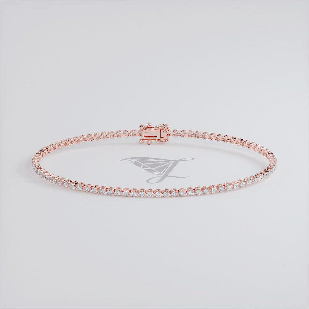1.05ctw Round Brilliant Buttercup Diamond Tennis Bracelet set in 14k Rose Gold